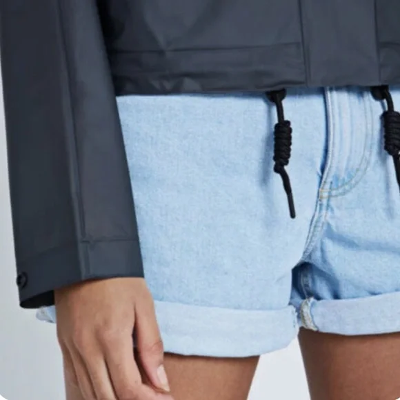 Hunter Original Hero Vinyl Waterproof Cropped Smock Navy Women’s SZ L NWT $180 - Picture 5 of 13